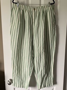 Madewell Light Green and White Striped pants